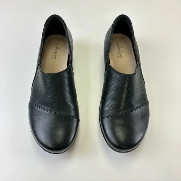 Clarks slip on shoe Womens Size 8.5 comfort black Everyday Comfort Low heel - Picture 2 of 14